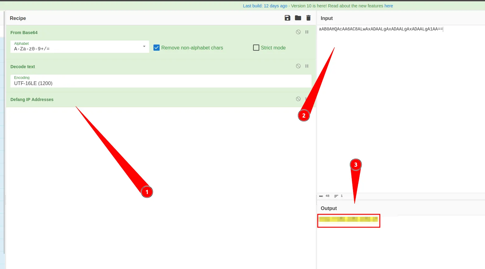 CyberChef decoding the base64 encoded PowerShell command
